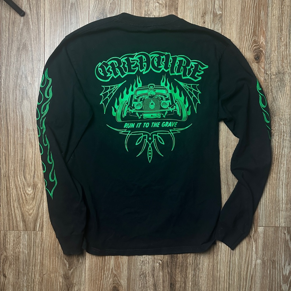 Black and green creature long sleeve shirt